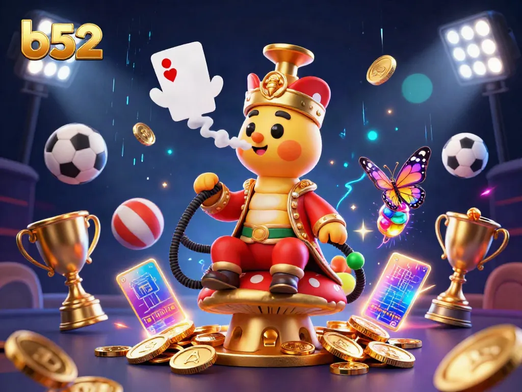 Experience thrilling gameplay at b52 with a vibrant, dynamic casino scene featuring energetic characters and sports elements.