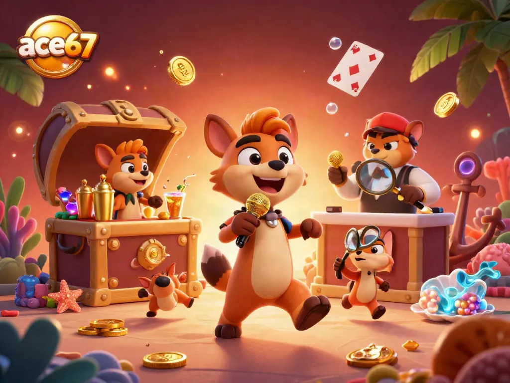 Experience thrilling gameplay at ace67 with a comedic hyena casino club illustration featuring lively characters and vibrant game elements.