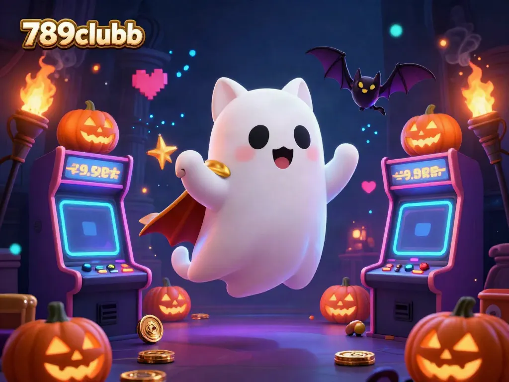 Join the thrilling fun at 789clubb with our vibrant and engaging casino scene featuring playful ghostly characters.