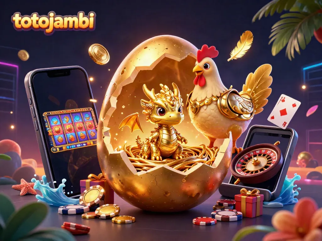 Experience the thrill of totojambi as a golden dragon emerges amidst colorful slot games.