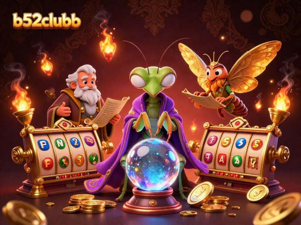 Engaging scene of b52clubb's unique casino with vibrant characters and mesmerizing game elements.