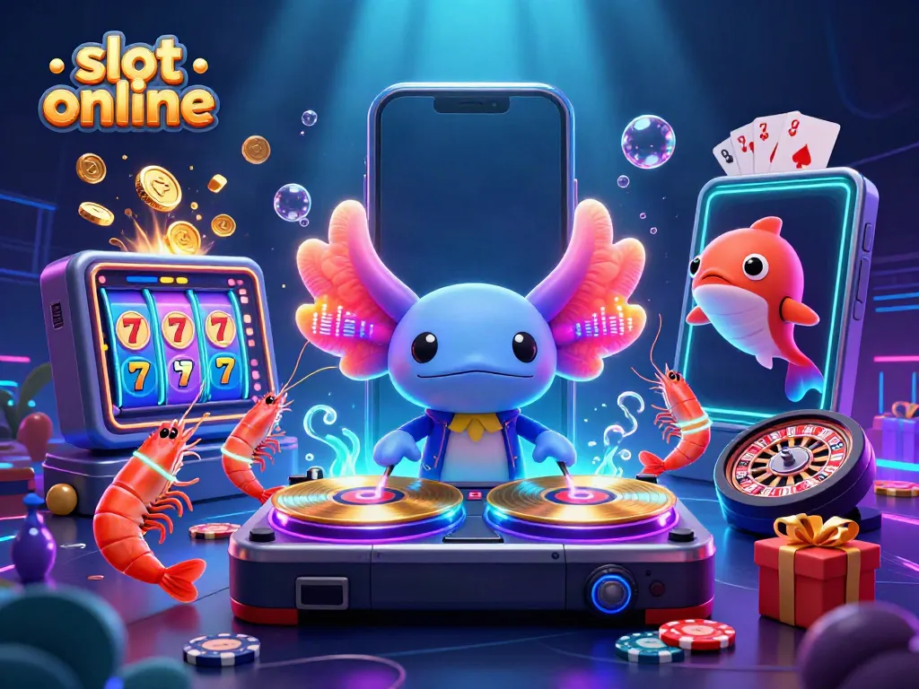 Engage with slot online fun in a vibrant underwater casino with colorful characters and game elements.