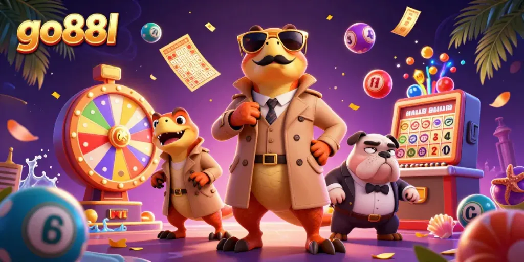 Experience the excitement of go88l with raptors in disguise entering a VIP casino lounge.