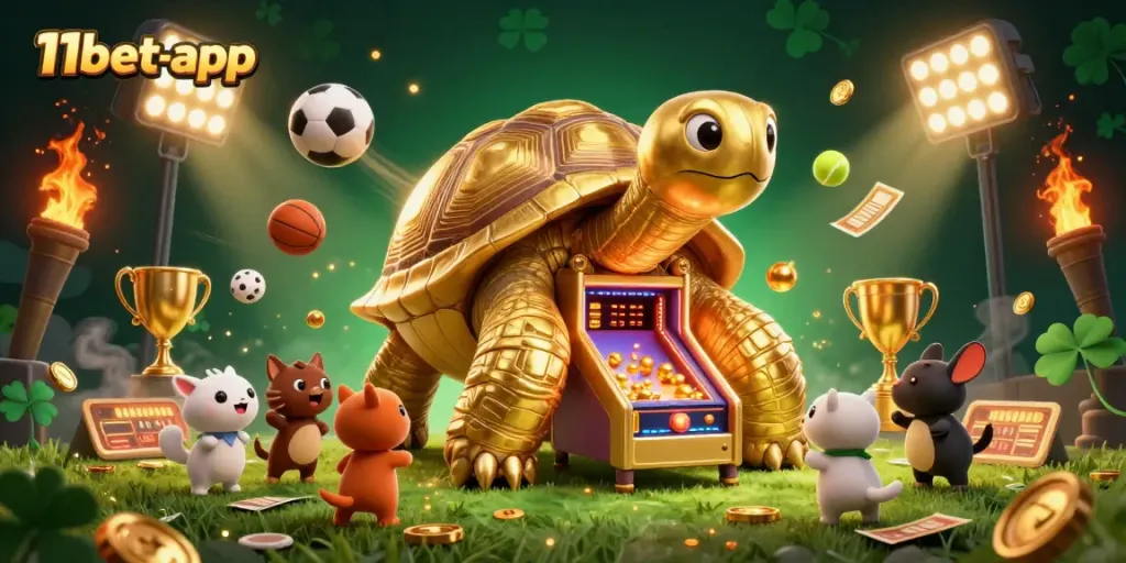Experience gaming excitement with 11bet-app featuring thrilling sports betting elements and vibrant characters.