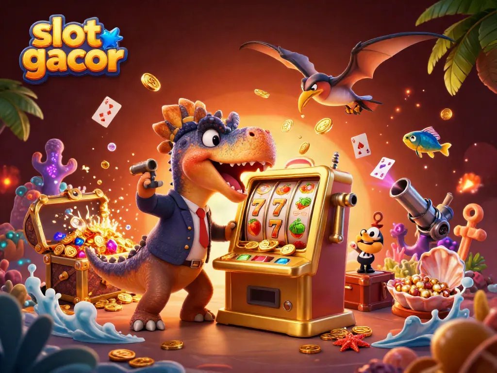 Experience the thrill of slot gacor with vibrant dinosaurs, golden jackpots, and underwater treasures.