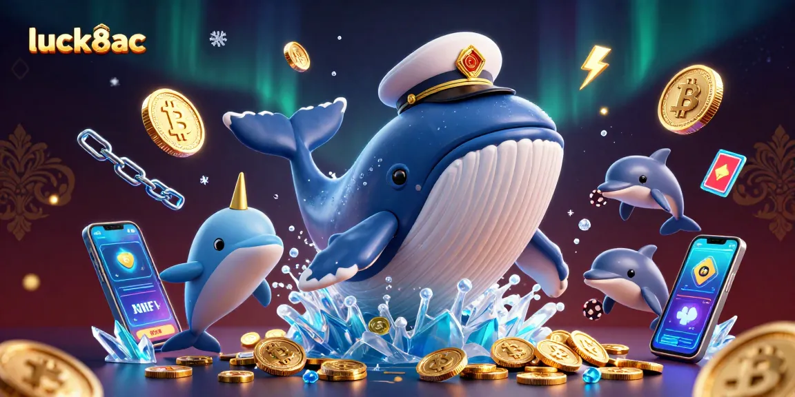 Engage in thrilling gaming action with luck8ac featuring 3D whale, narwhal, and dolphins in a vibrant casino scene.