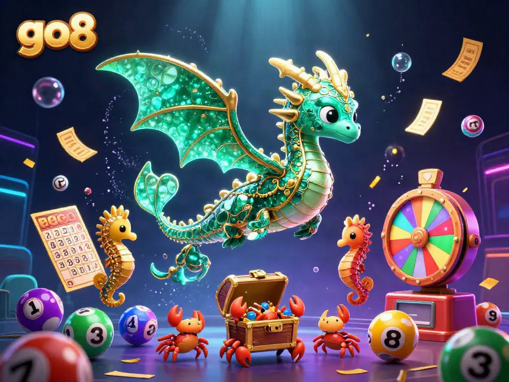 Spin the go8 lottery machine with vibrant, colorful elements for casino excitement
