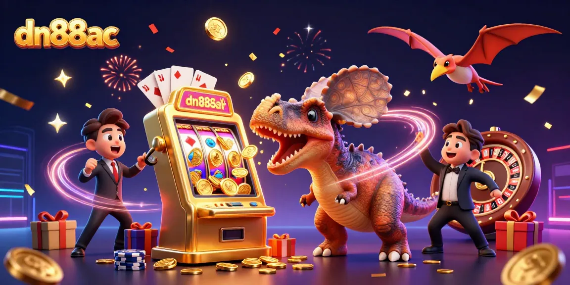 dn88ac showcases a pachycephalosaurus celebrating jackpot wins at a vibrant casino scene