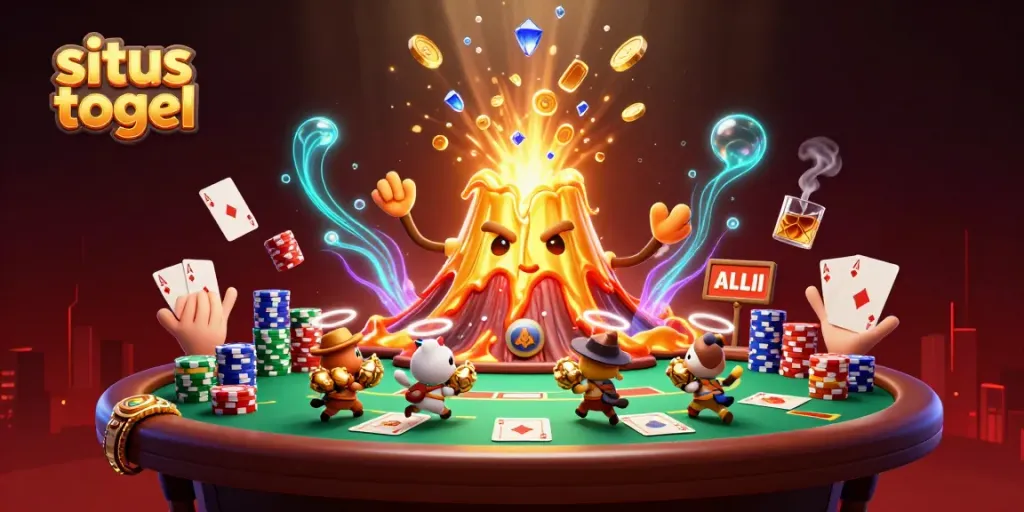 Experience the thrill of situs togel with a vibrant 3D illustration showcasing treasure, gameplay, and excitement.