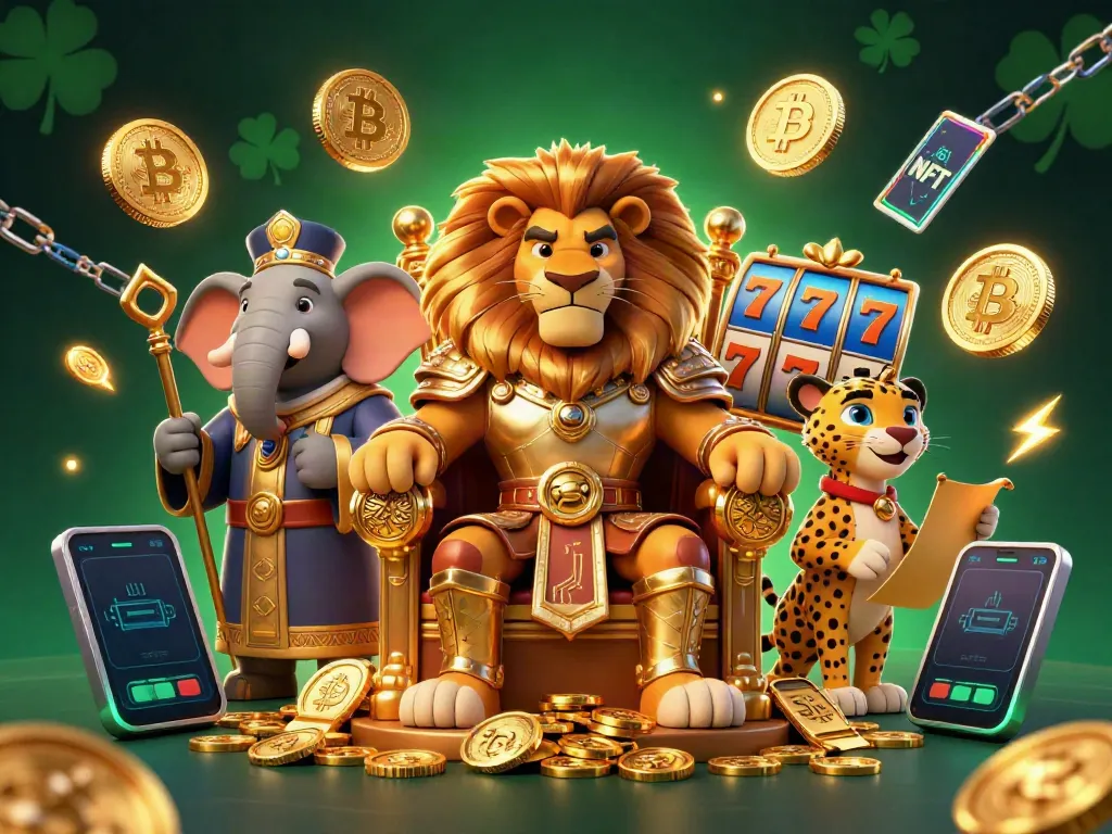Experience the dewa slot adventure with the king lion and his advisors amidst vibrant casino elements.