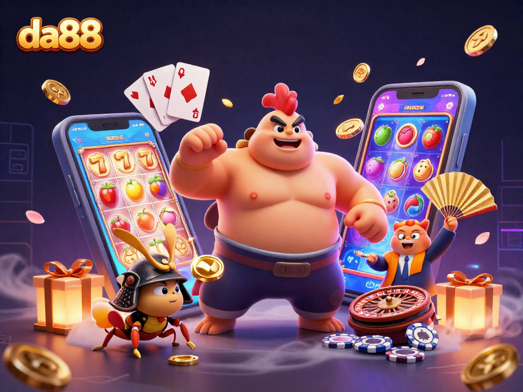 Watch the powerful sumo rooster engage in a thrilling slot game scene at da88.