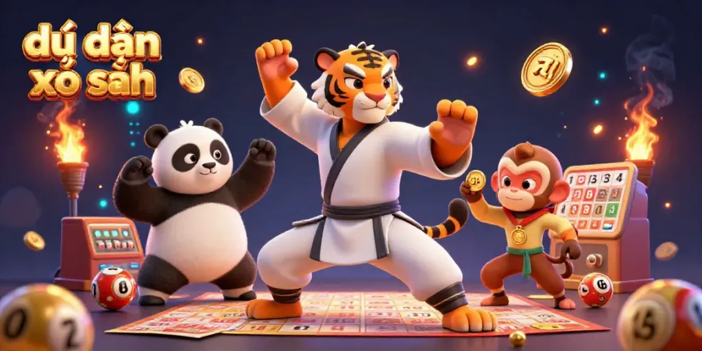 Engage with dự đoán xổ số winning strategies through a vibrant 3D illustration of characters surrounded by lottery elements.