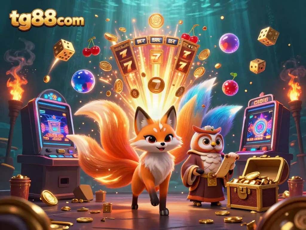 Engage in thrilling gaming action at tg88 com with color-rich scenes of jackpot excitement and magical spirits.