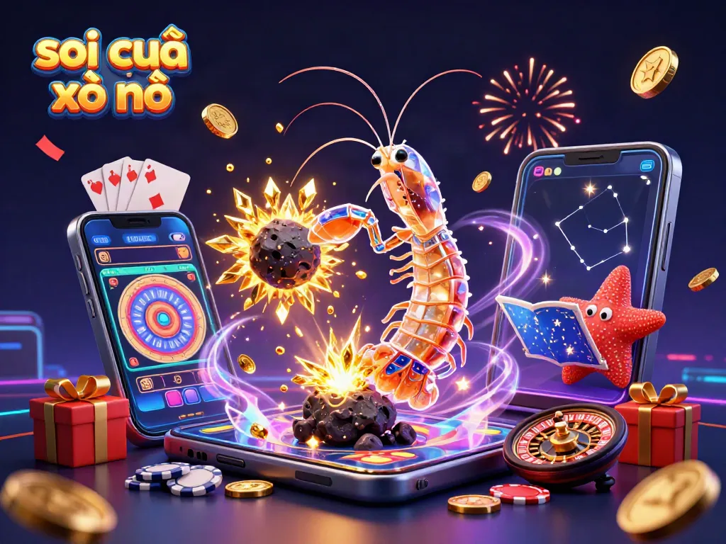 Experience exciting soi cầu xổ số action with vibrant characters and colorful game elements in a cinematic illustration.