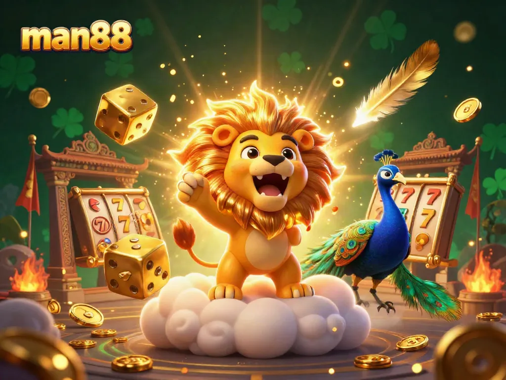 Experience thrilling gameplay at man88 with vibrant casino elements and captivating characters in a dynamic scene.