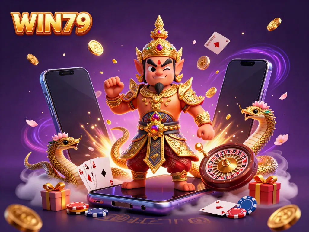 Experience the dynamic thrills of WIN79 with vibrant slot games, lucky guardians, and a rich casino atmosphere.