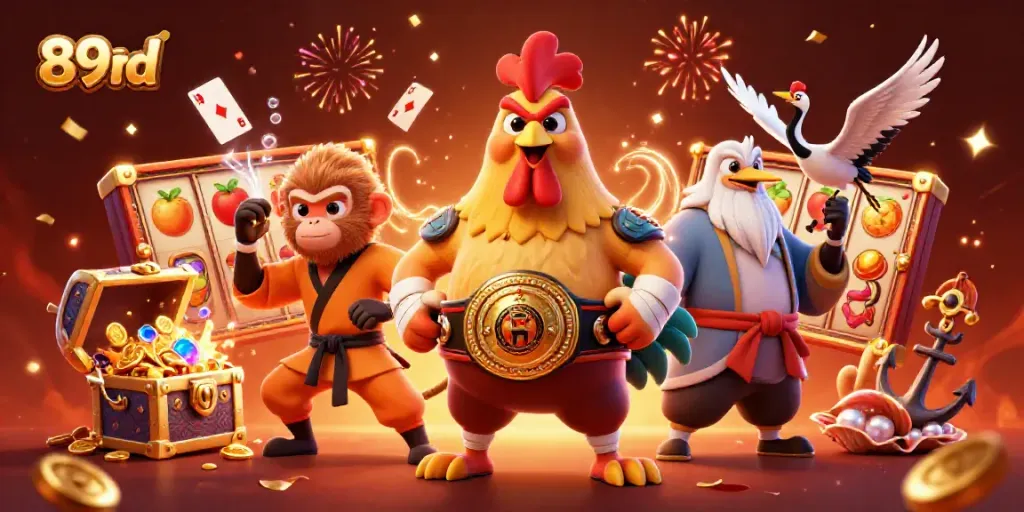 Experience the thrill of 89bd's online casino with an exciting scene featuring vibrant characters and slot elements.